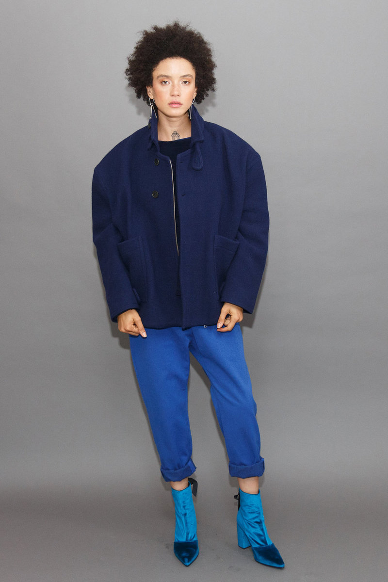 HENRIK VIBSKOV JACKET BLUE WOOL Henrik Vibskov BOX COAT Classic