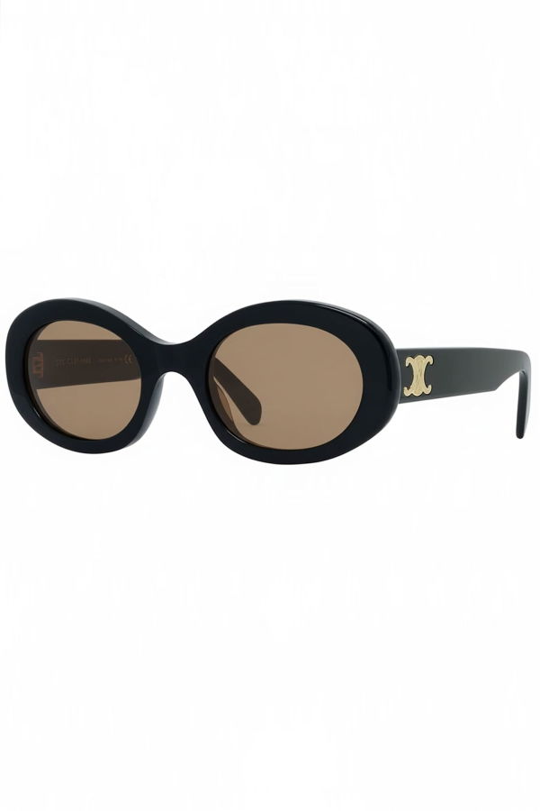 Celine Triomphe CL40194U Shiny Black / Brown Lens Sunglasses - Black