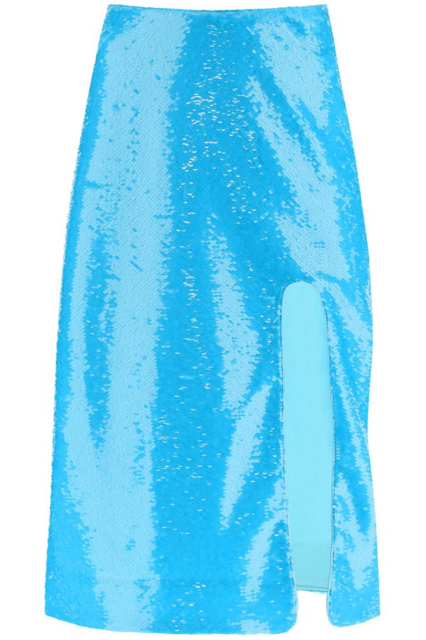 Ganni Sequined Midi Skirt - Blue Curacao