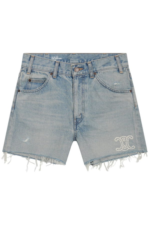 Celine Shorts With Logo Embroidery Shorts - Denim