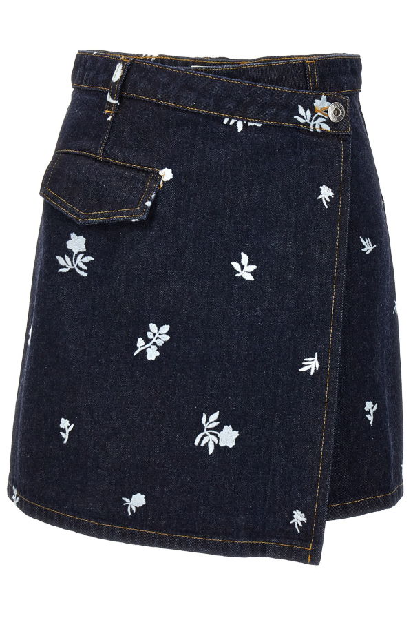 Lanvin All-over Embroidery Skirt - Blue