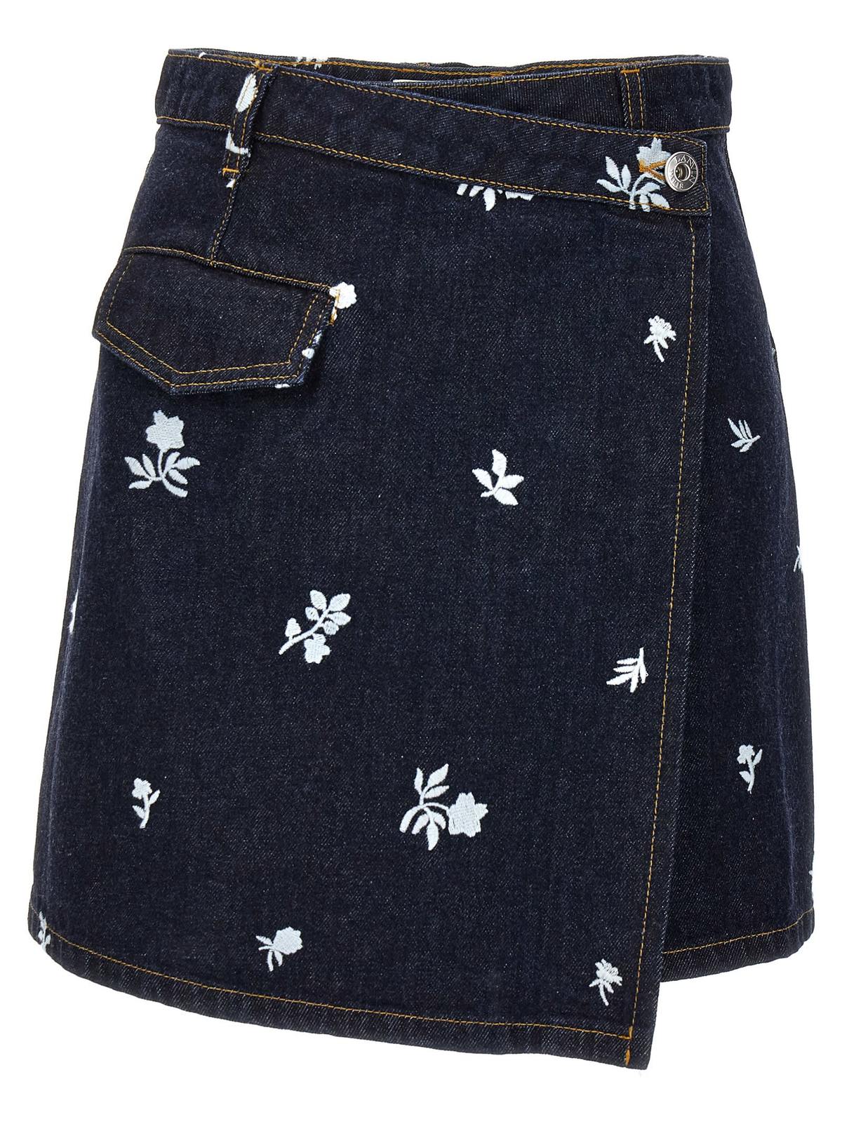 Lanvin All-over Embroidery Skirt - Blue - Image 1 of 4
