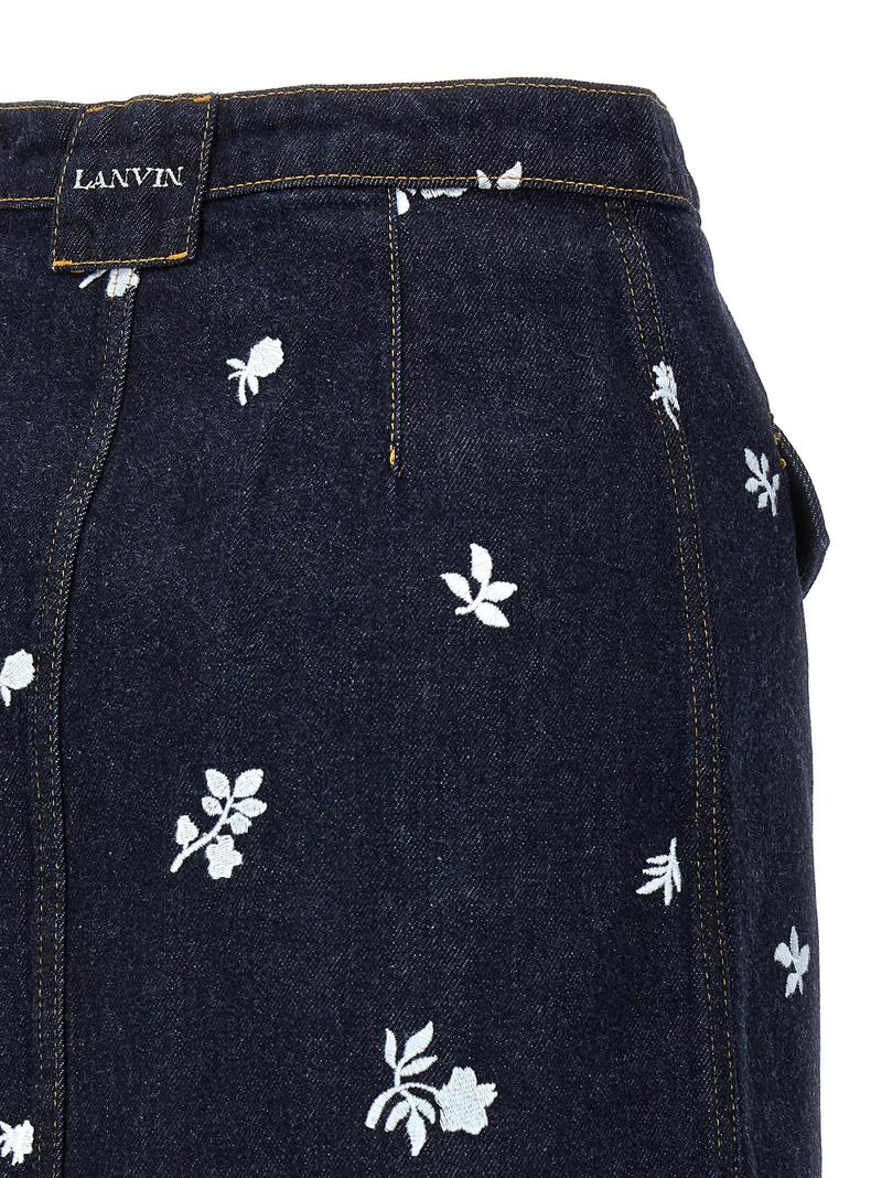 Lanvin All-over Embroidery Skirt - Blue