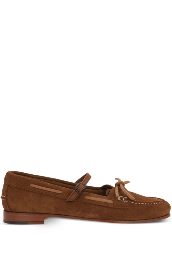 Hereu Suede Flat Shoes - Brown