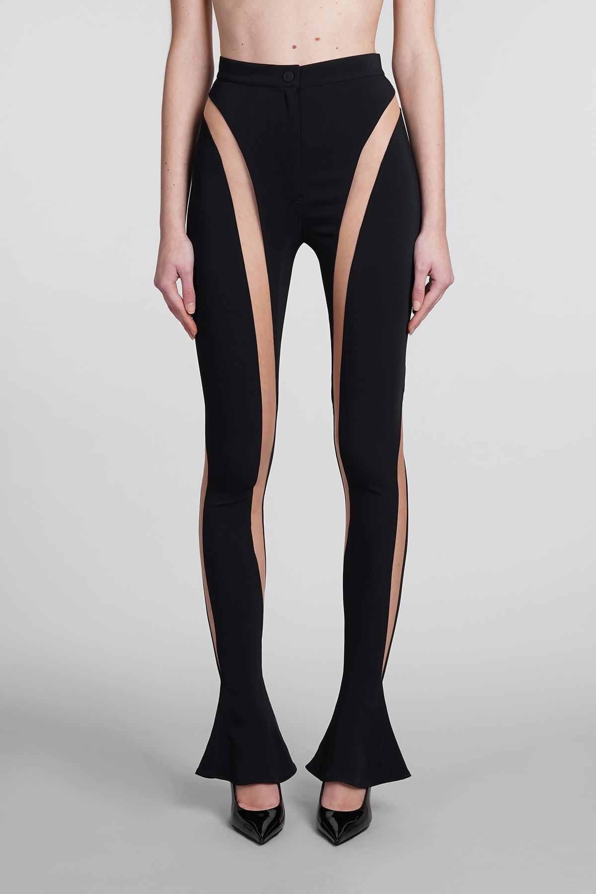 Mugler Mesh Insert Leggings - Black - Image 1 of 5