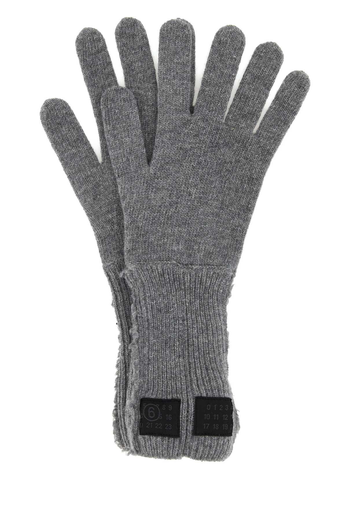 MM6 Maison Margiela Wool Blend Gloves - Grey Melange - Image 1 of 2