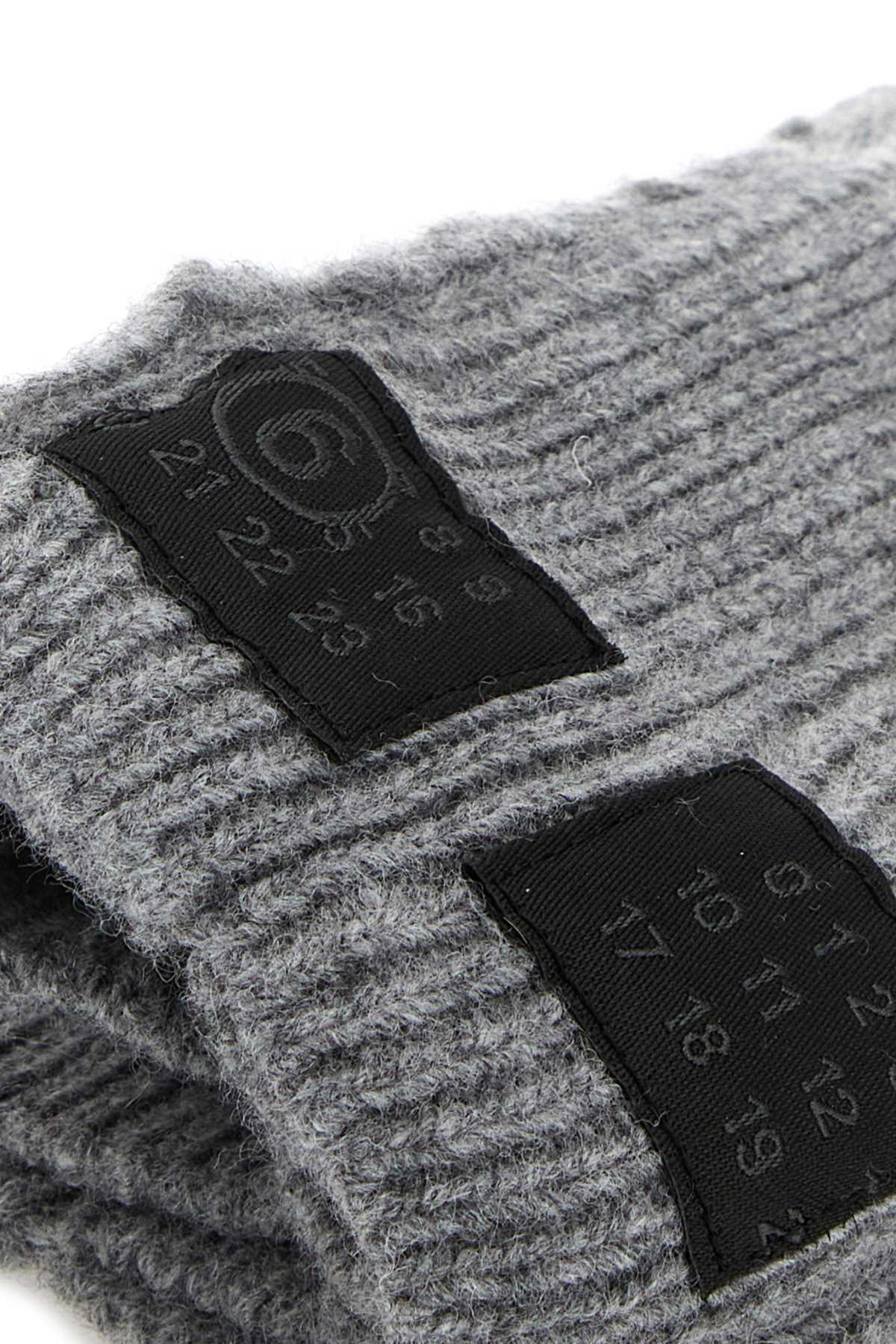 MM6 Maison Margiela Wool Blend Gloves - Grey Melange - Image 2 of 2
