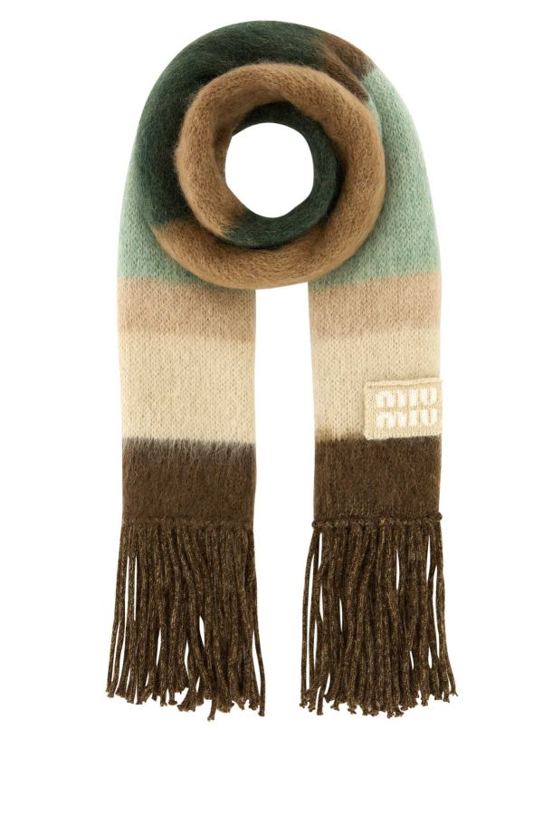 MIU MIU Embroidered Mohair Blend Scarf - COGNACTUNDRA