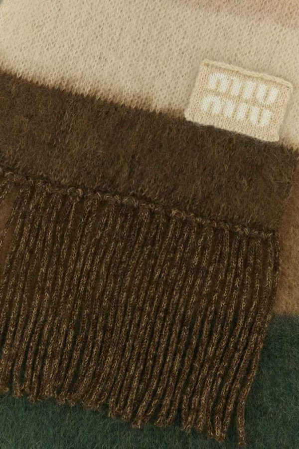 MIU MIU Embroidered Mohair Blend Scarf - COGNACTUNDRA