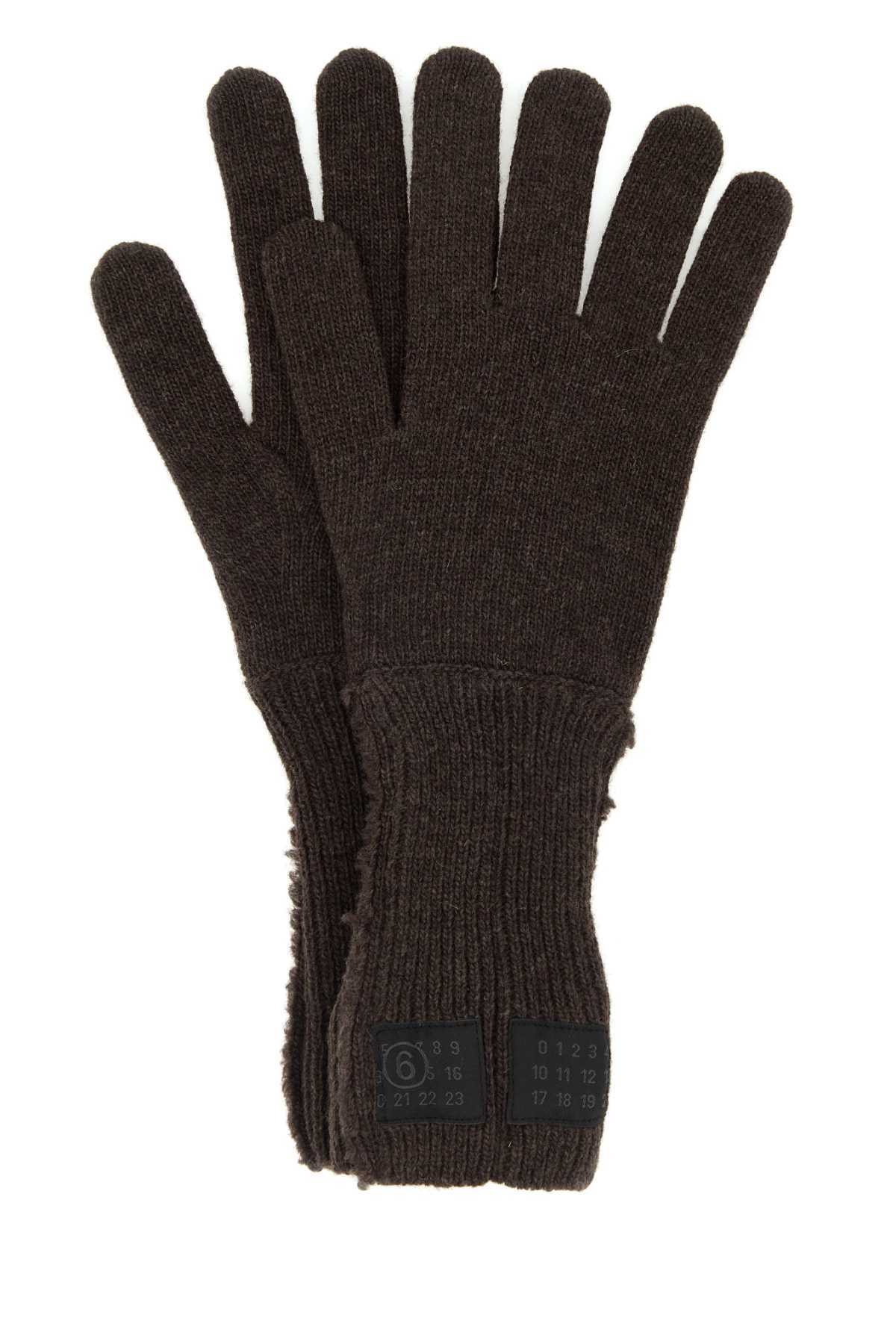 MM6 Maison Margiela Wool Blend Gloves - Brown - Image 1 of 2