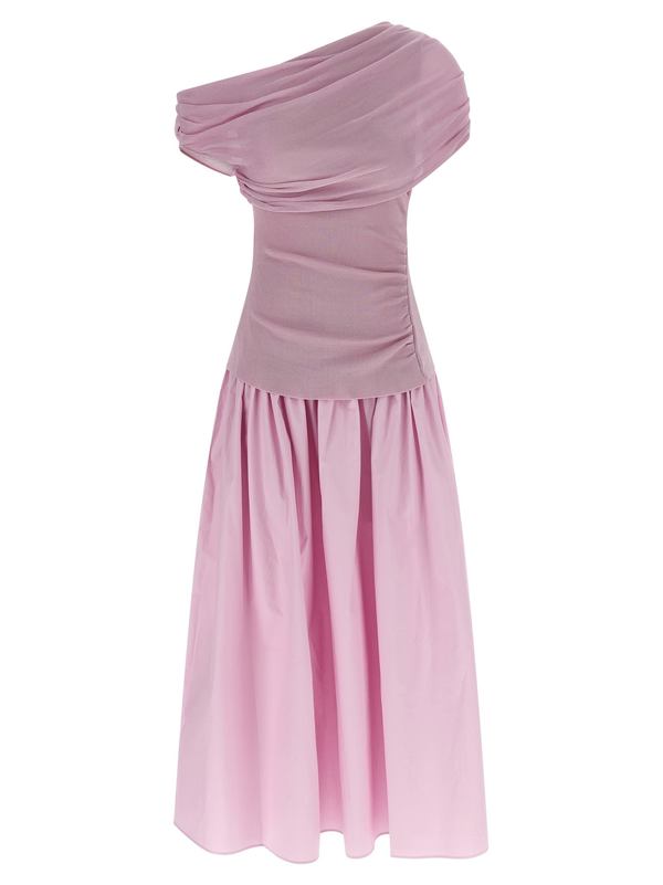 self portrait pink viscose knit midi dress self-portrait Viscose Ribbed Knit Midi Dress in Pop Pink