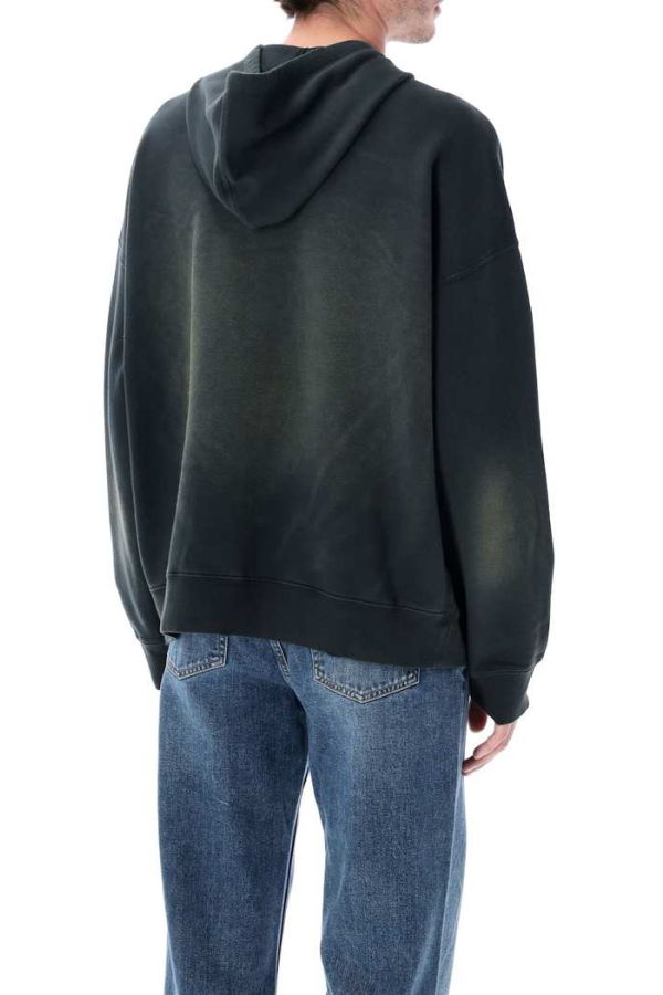 Golden Goose Black Bleached Hooded Sweatshirt Fleece - BLEACHED WASHED BLACK
