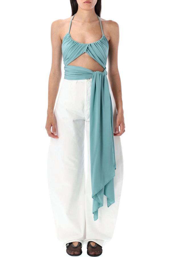 Alaia Cross Pleat Top - Blue Light Ocean