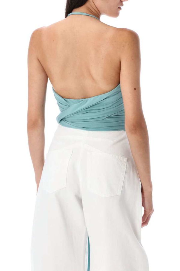 Alaia Cross Pleat Top - Blue Light Ocean