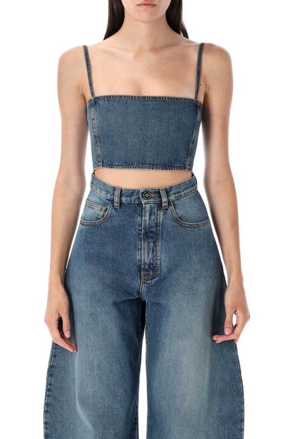 Alaia Denim Bustier Top - Blue Mineral