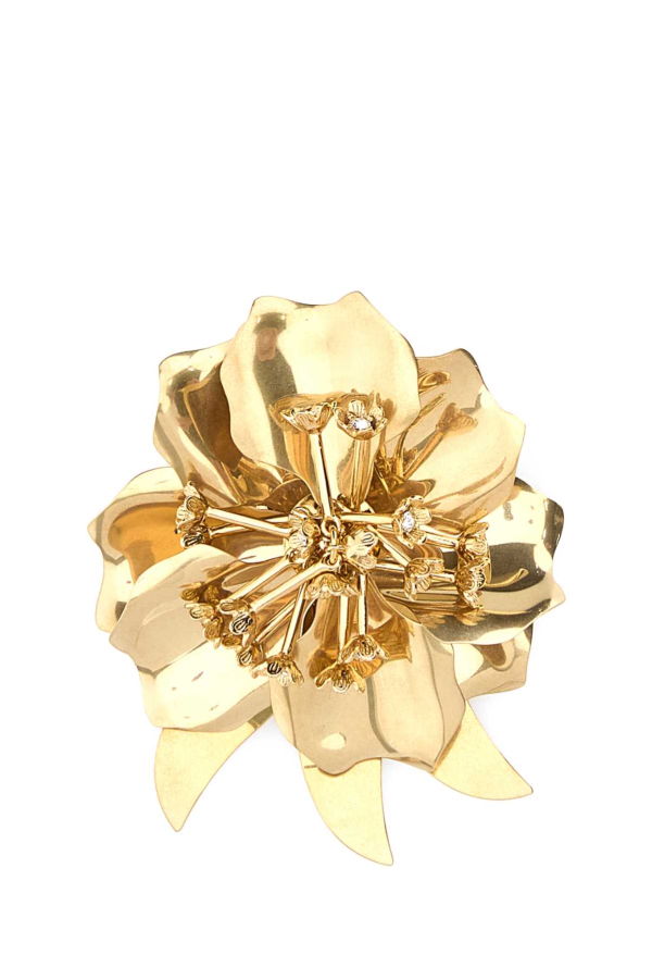 MIU MIU Gold Metal Brooch - Gold / Crystal