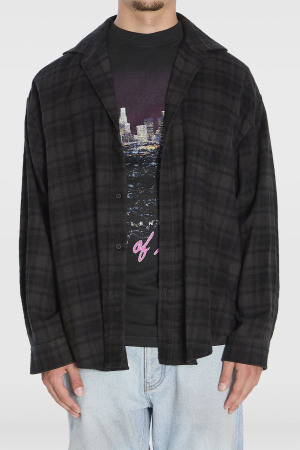 Balenciaga Layered Flannel Shirt - Black