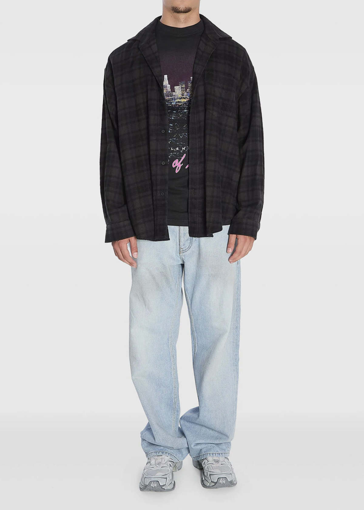 Balenciaga Layered Flannel Shirt - Black - Image 3 of 4
