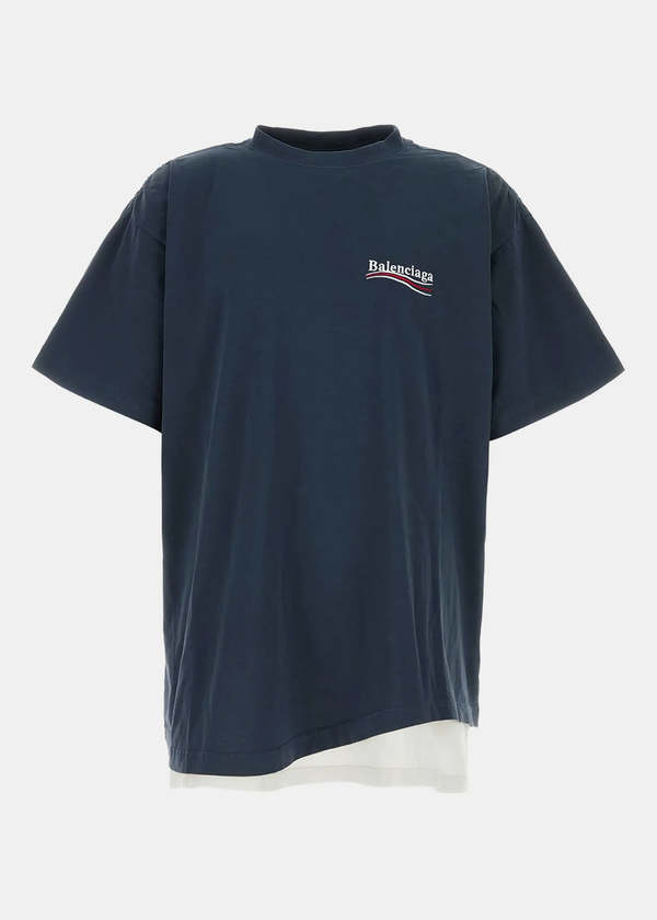 Balenciaga Marine Blue Political Campaign Double T-Shirt