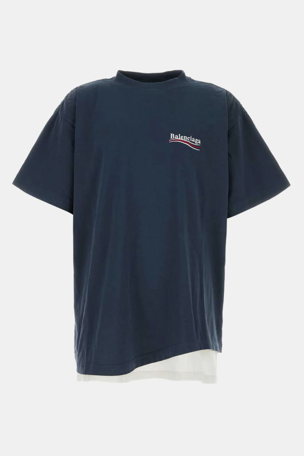 Balenciaga Marine Blue Political Campaign Double T-Shirt