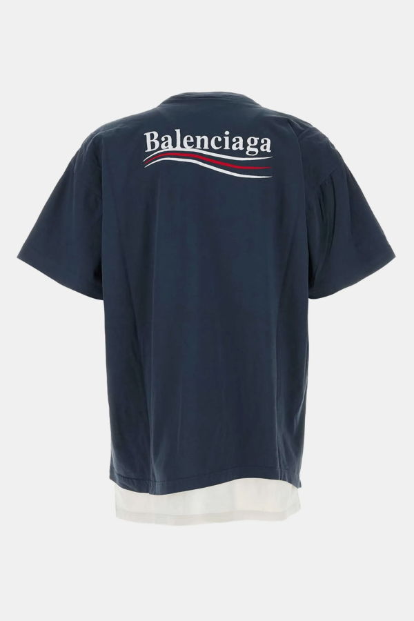 Balenciaga Marine Blue Political Campaign Double T-Shirt