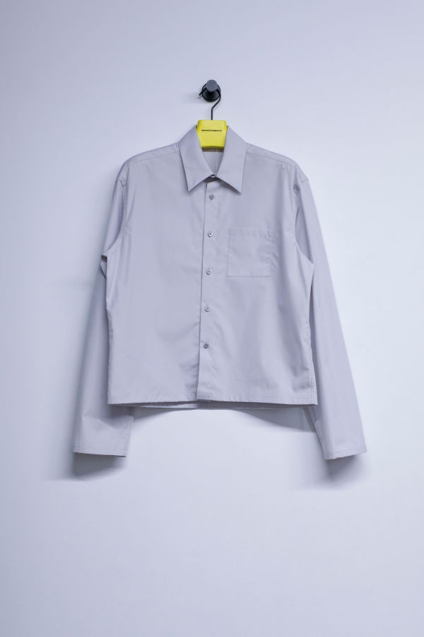 Rier Popeline Cotton Mini Shirt - Light Grey