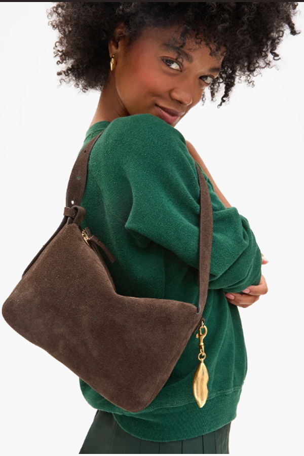 Clare V. Fleurine Suede Small Tote Bag - Chocolate Brown