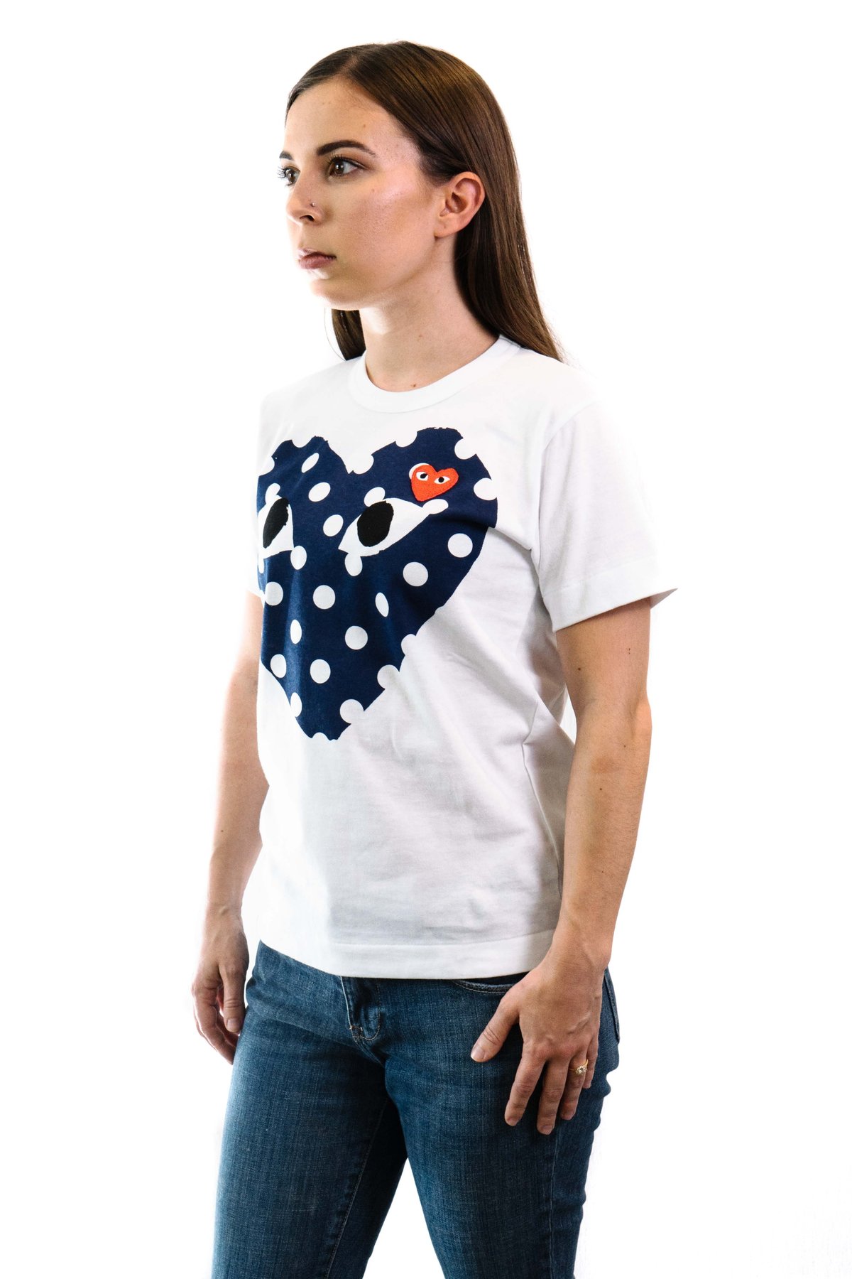 Comme des Garçons Play T-Shirt with Polka Dot Big Heart - White 