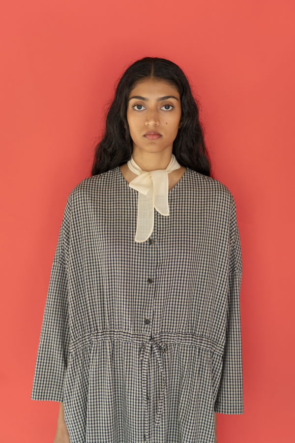 Runaway Bicycle Anya Dress - Indigo Checks