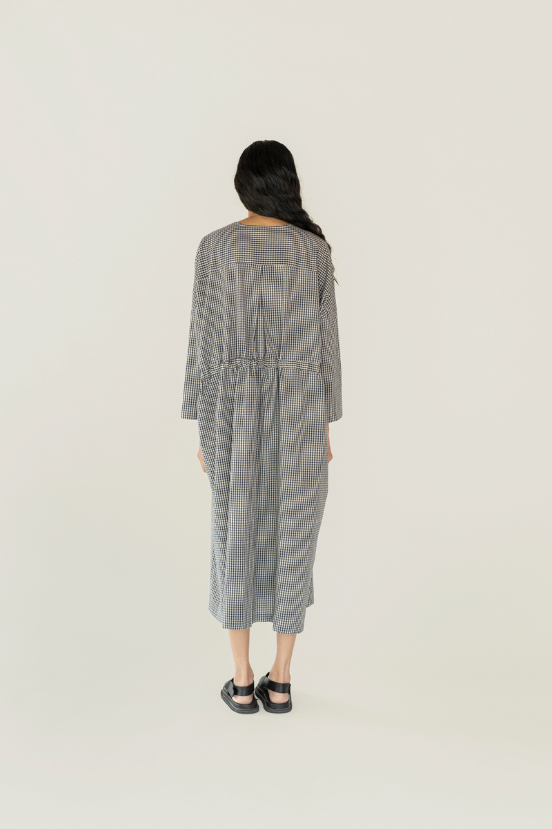 Runaway Bicycle Anya Dress - Indigo Checks