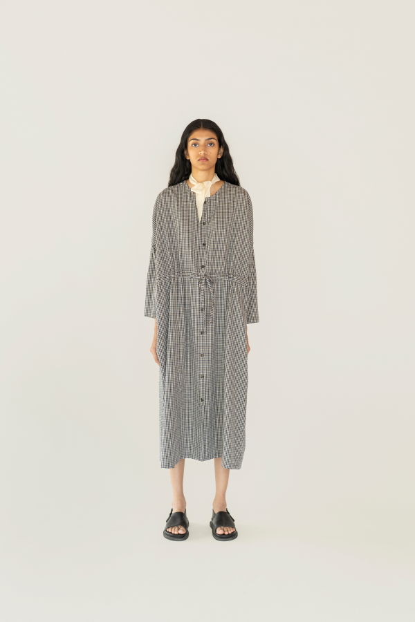 Runaway Bicycle Anya Dress - Indigo Checks
