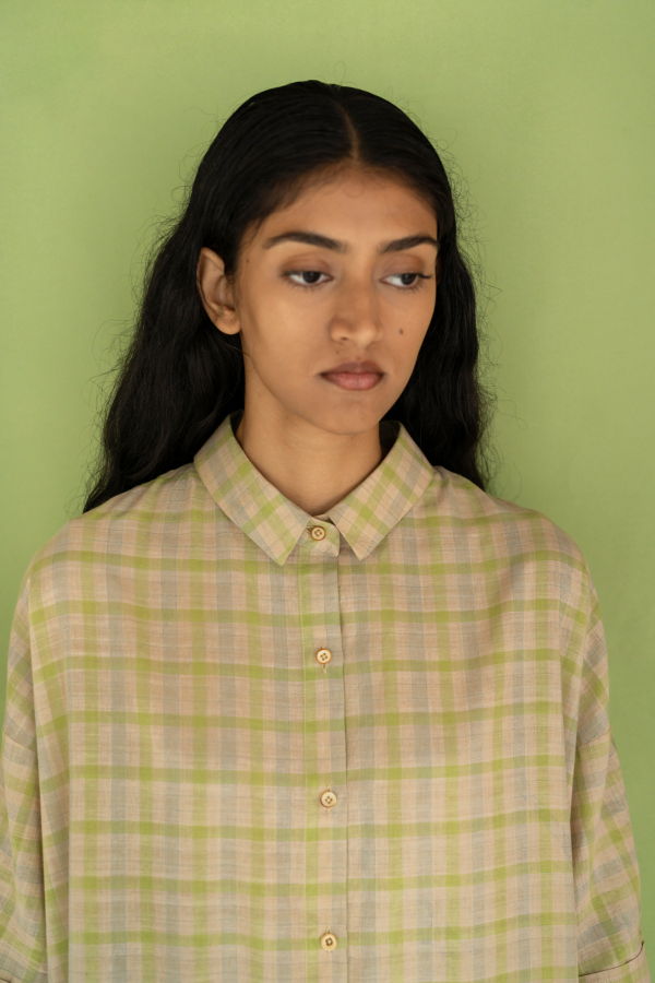 Runaway Bicycle Miley Dress - Green Checks