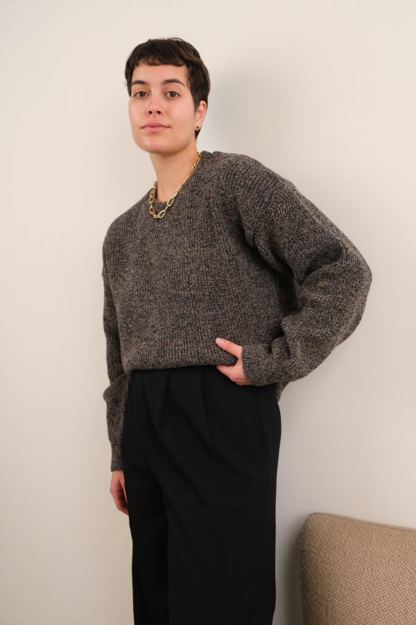 Hermine Vintage 90s Bracken Pure New Wool Crewneck Sweater - Brown