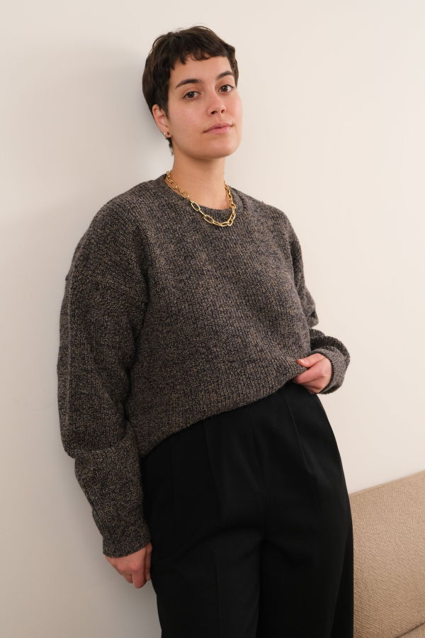 Hermine Vintage 90s Bracken Pure New Wool Crewneck Sweater - Brown