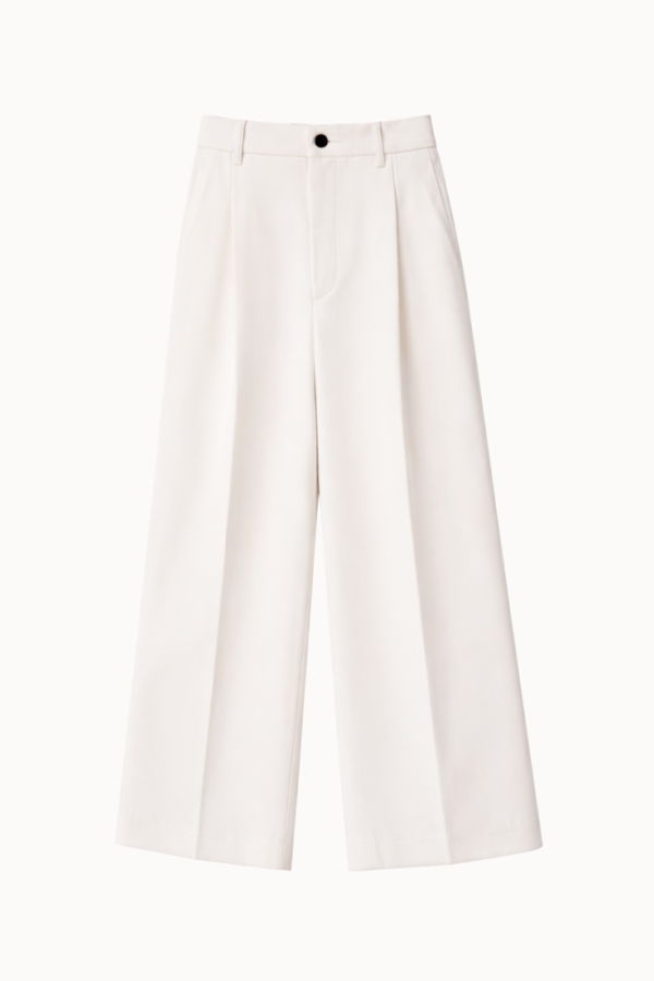 MARIA McMANUS Pleat Front Wide Leg Crop Pants - Ivory