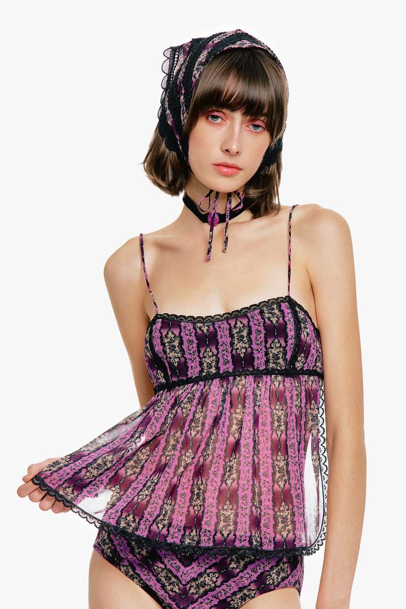 Anna Sui Cameo Stripe Print Headscarf