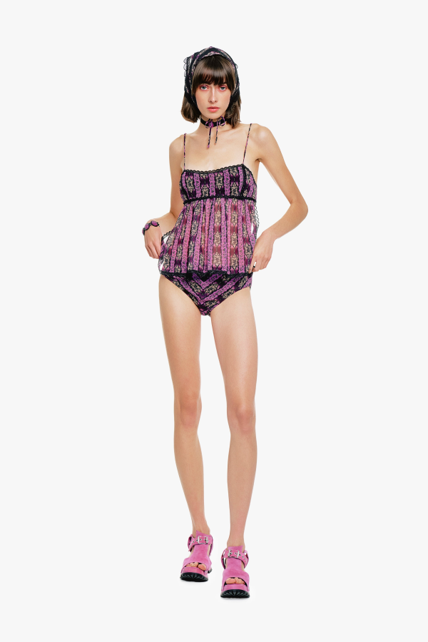 Anna Sui Cameo Stripe Print Sun Suit