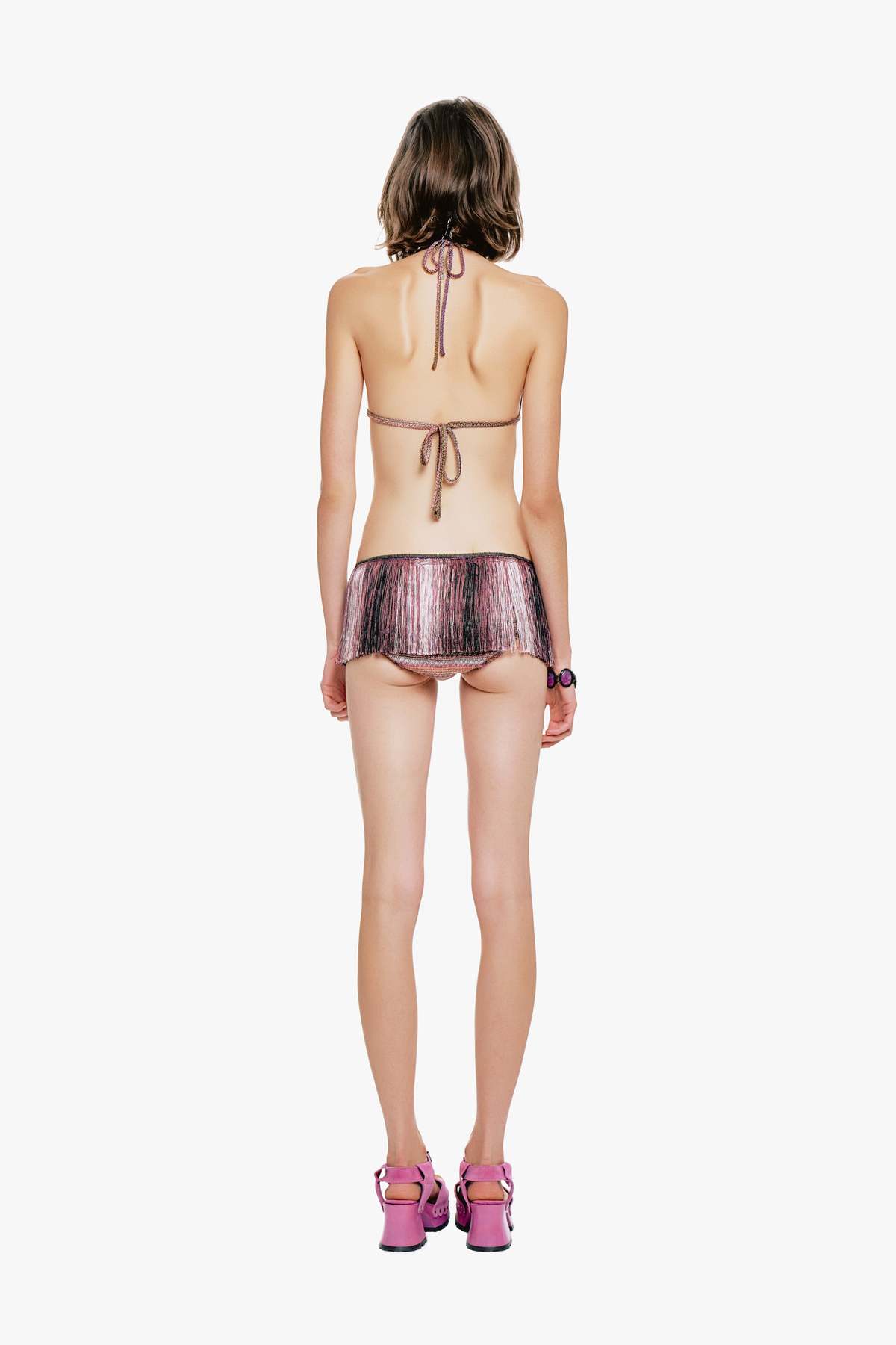 Anna Sui Wavy Chevron Knit Fringe Stripe Bikini Set - Image 4 of 7