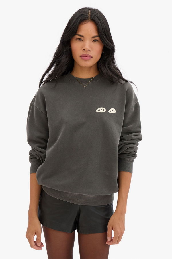 Clare V. Faded Eyes Sweatshirt - Faded Black