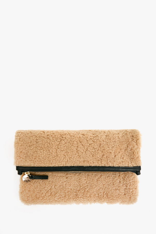 Clare V. Foldover Shearling Clutch