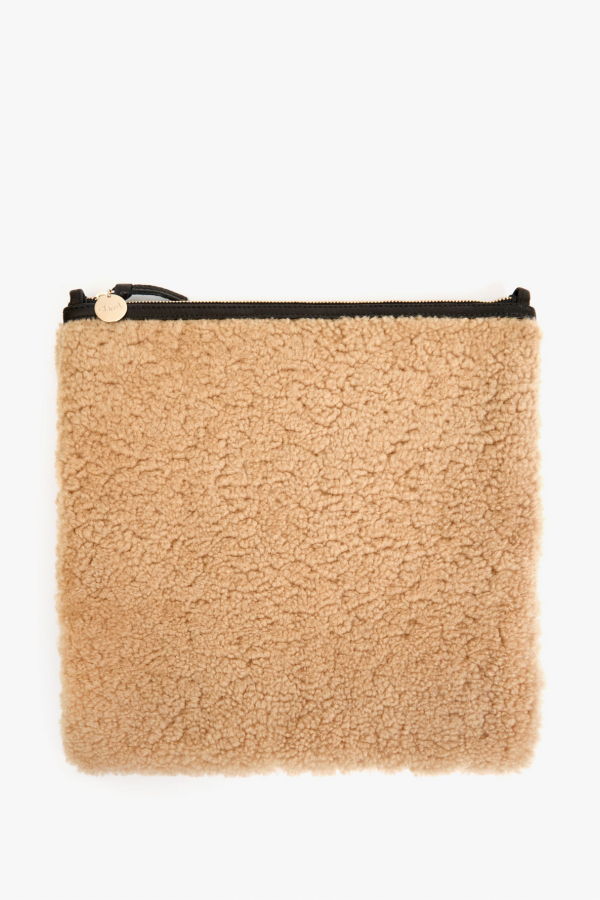 Clare V. Foldover Shearling Clutch