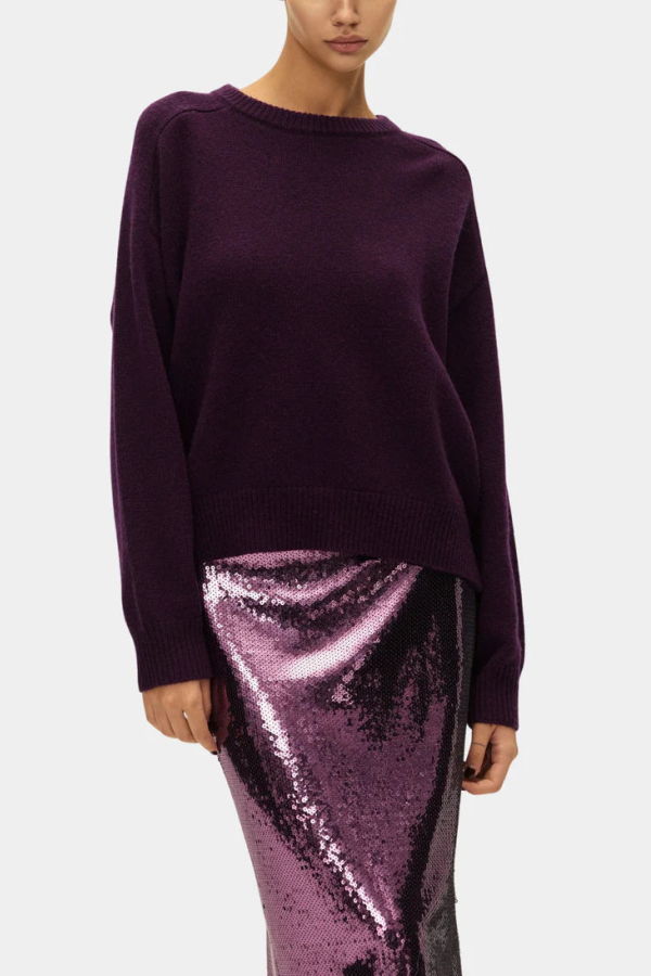 elodie Rai Crewneck Sweater - Eggplant