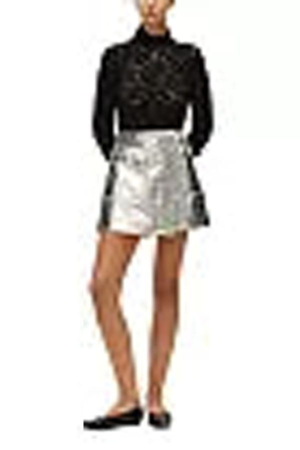 elodie Tau Vegan Leather Mini Skirt Skirt - Silver