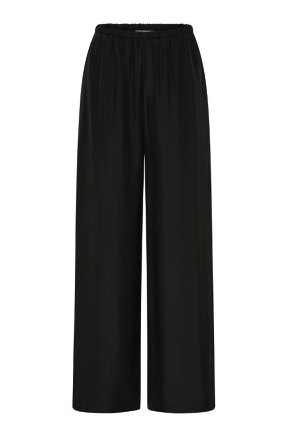 St. Agni Silk Grid Relaxed Pants - Black