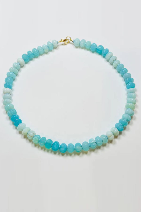 Theodosia Carved Shaded Opal Candy Necklace - Bright Blue
