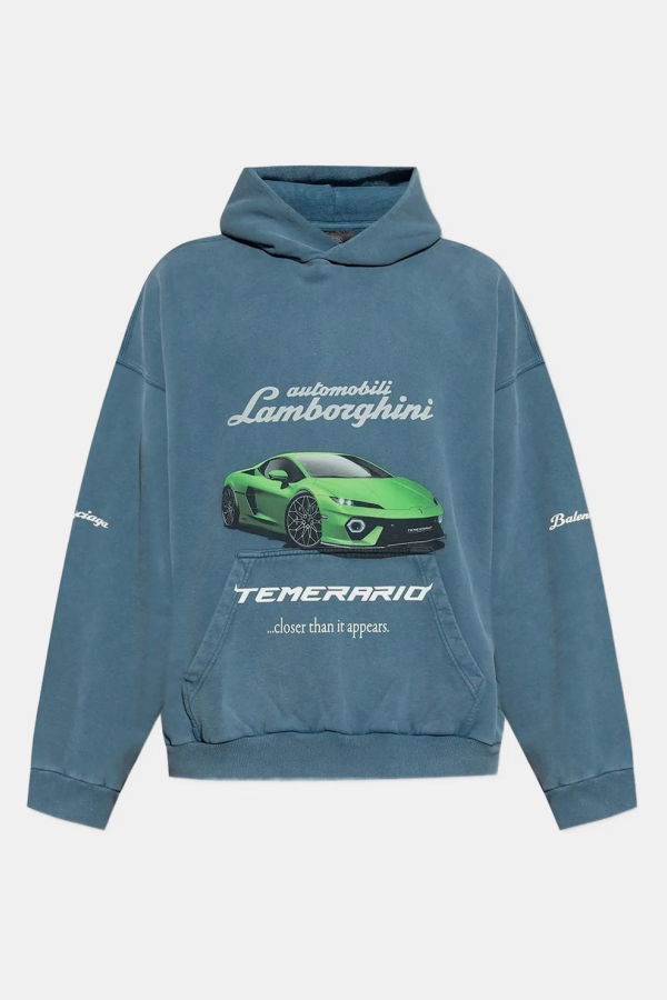 Balenciaga Lambo Medium Fit Hoodie - Dark Blue