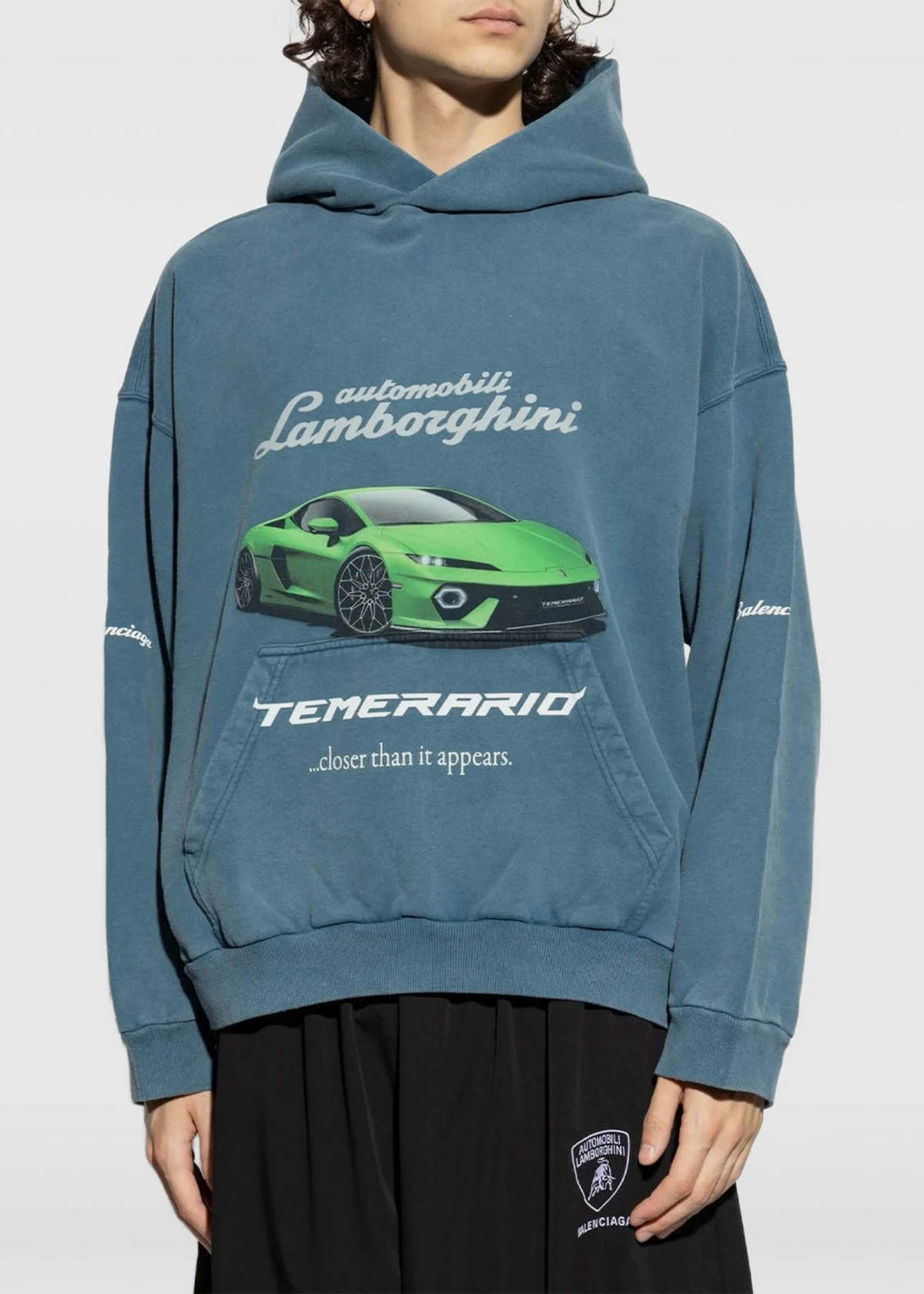 Balenciaga Lambo Medium Fit Hoodie - Dark Blue - Image 2 of 4