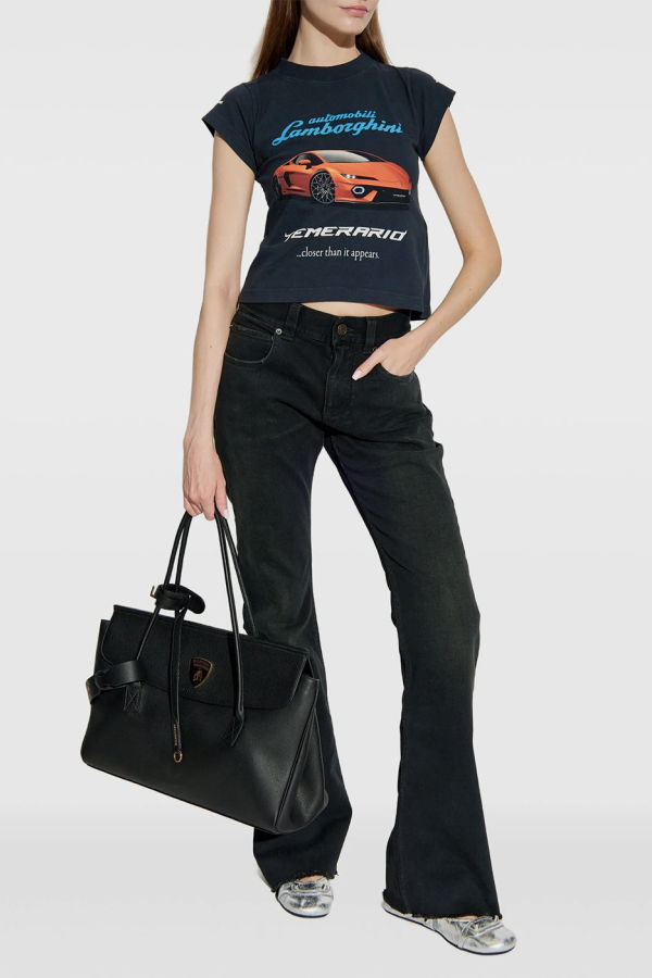 Balenciaga Lambo Shrunk T-Shirt - Faded Black