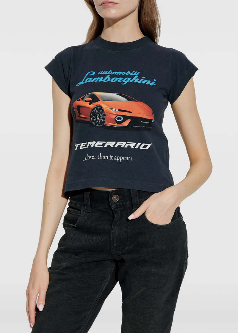 Balenciaga Lambo Shrunk T-Shirt - Faded Black