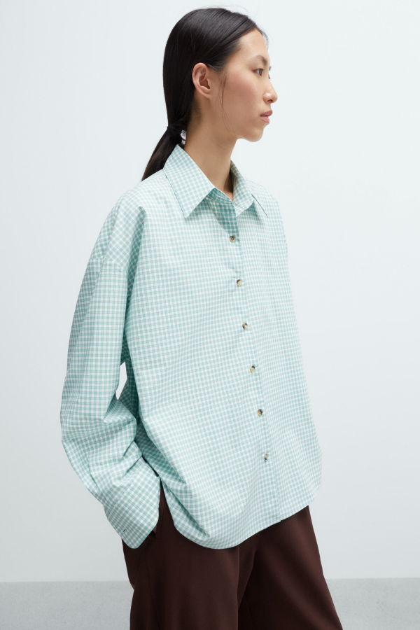 Cordera Oversized Shirt Vichy Shirt - Green/White